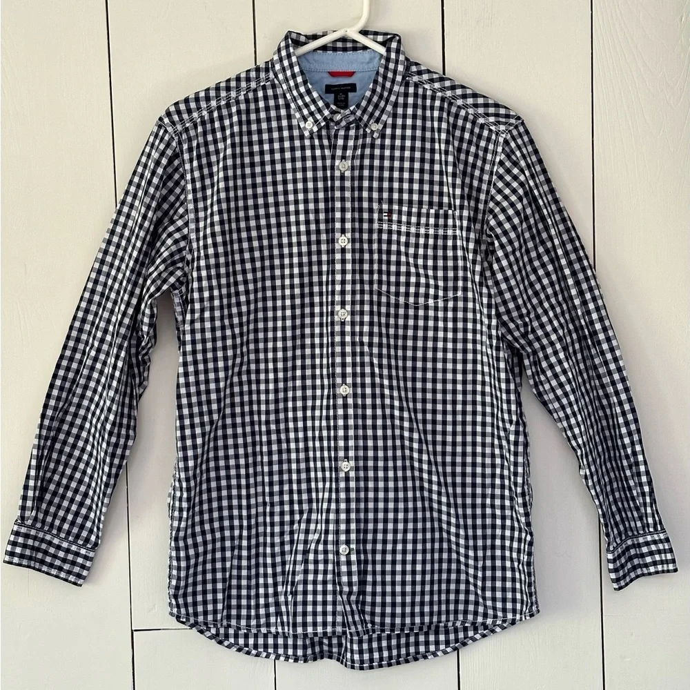 Tommy Hilfiger Plaid Button-Up Shirt Sz Boys XL Preppy Heritage